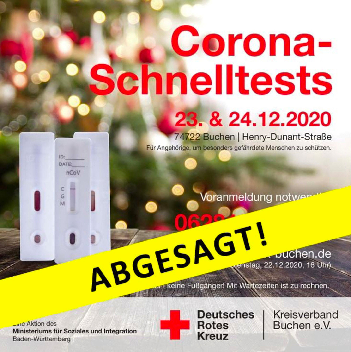 Keine Corona-Schnelltest vor Weihnachten in Buchen Keine Corona-Schnelltest vor Weihnachten in Buchen
